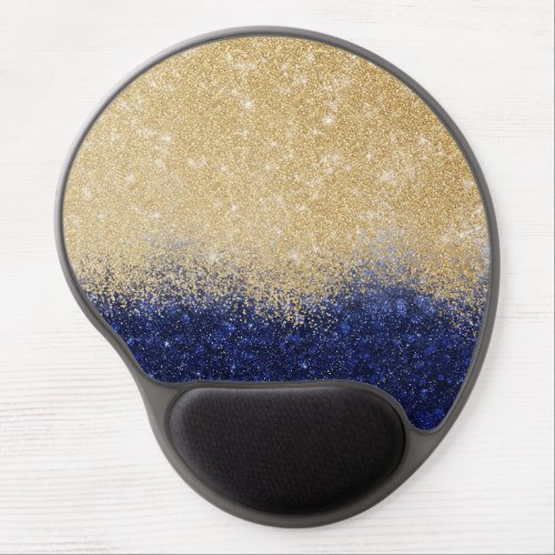 Gold and Blue Glitter Ombre Luxury Design Gel Mouse Pad