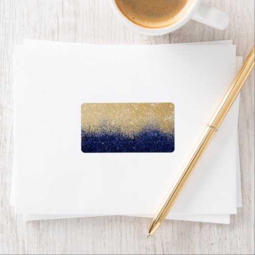 Gold and Blue Glitter Ombre Luxury Design Label