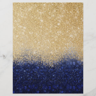 Gold and Blue Glitter Ombre Luxury Design Letterhead
