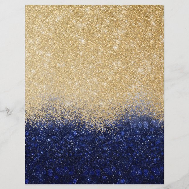 Gold and Blue Glitter Ombre Luxury Design Letterhead (Front)