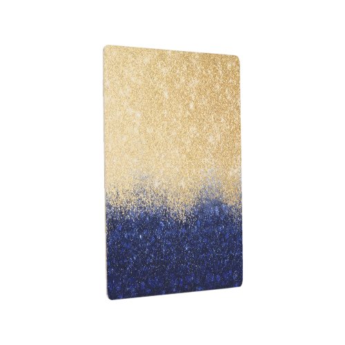 Gold and Blue Glitter Ombre Luxury Design Metal Print