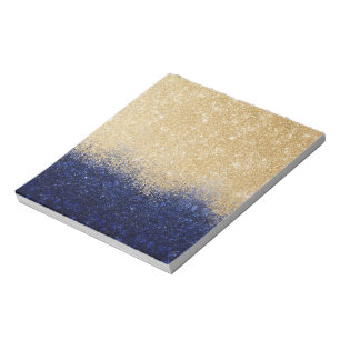 Gold and Blue Glitter Ombre Luxury Design Notepad