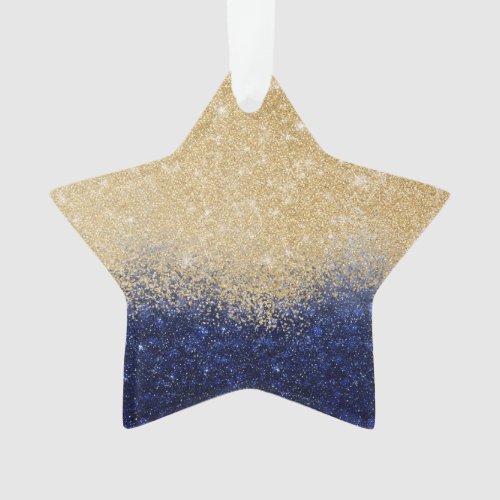Gold and Blue Glitter Ombre Luxury Design Ornament