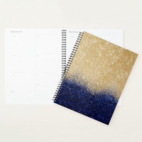 Gold and Blue Glitter Ombre Luxury Design Planner