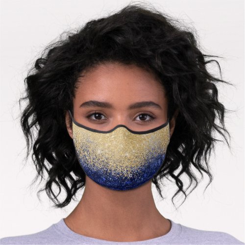 Gold and Blue Glitter Ombre Luxury Design Premium Face Mask