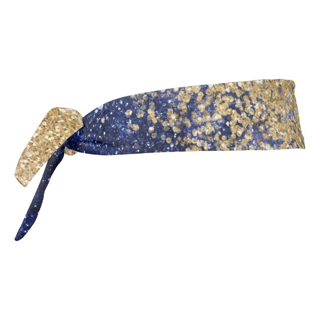 Gold and Blue Glitter Ombre Luxury Design Tie Headband (Rotate 270)