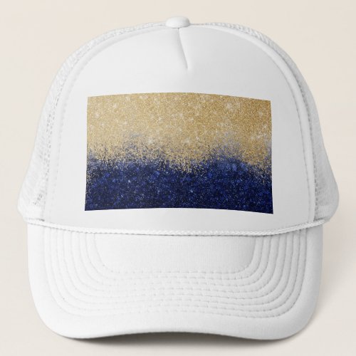 Gold and Blue Glitter Ombre Luxury Design Trucker Hat
