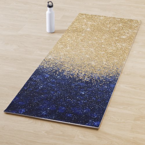 Gold and Blue Glitter Ombre Luxury Design Yoga Mat