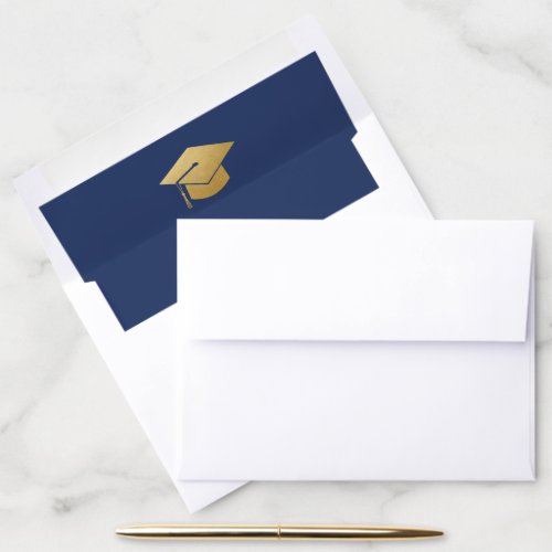 Gold and Blue Graduation Cap  Envelope Liner