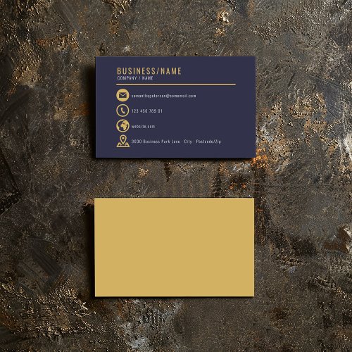 Gold and blue icons business card