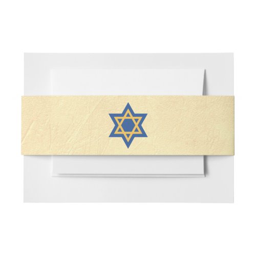 Gold and Blue Israeli Star of David Jewish Invitation Belly Band