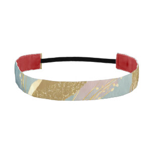 Gold and blue leaves in abstract III Athletic Headband