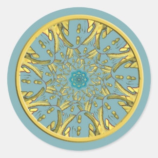 Gold and Blue Lotus Mandala Stickers