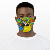 Gold and Blue Macaw Parrot Fantasy Adult Cloth Face Mask (Worn)