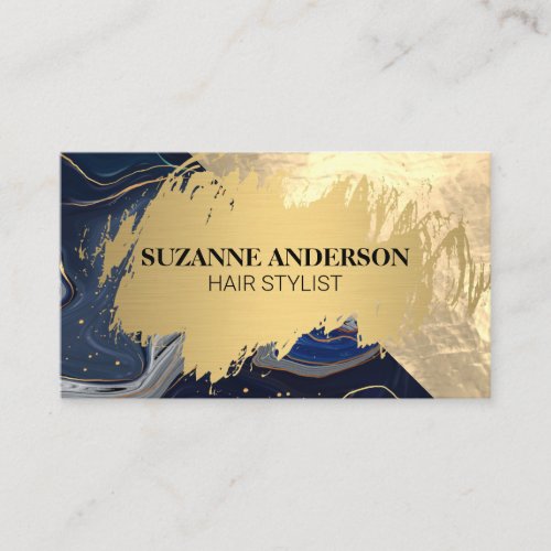 Gold and Blue Marble Business Card