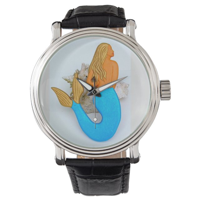 gold and blue mermaid watch (Front)