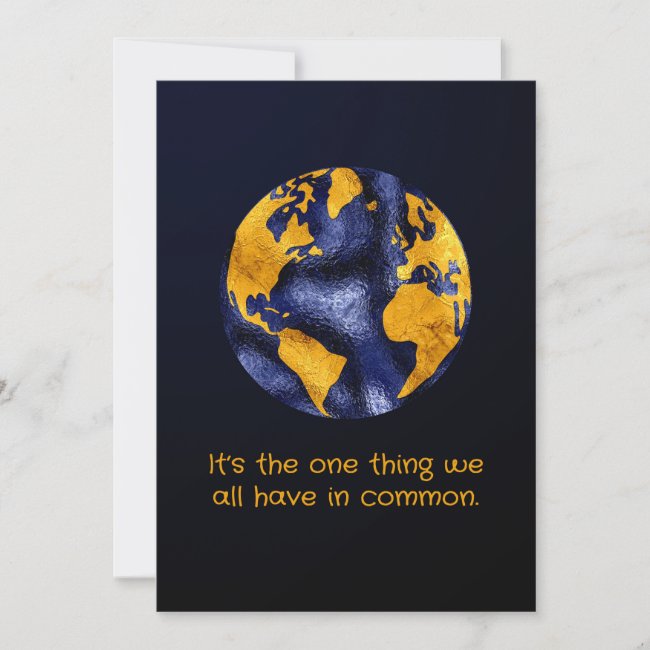 Gold and Blue Metallic Look Earth Day