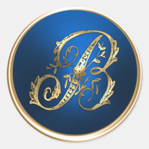 Gold and Blue Monogram B Envelope Seal