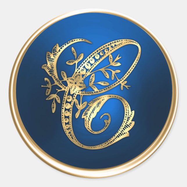Gold and Blue Monogram C Envelope Seal (Front)