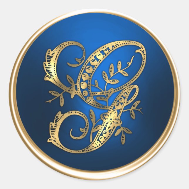 Gold and Blue Monogram G Envelope Seal (Front)