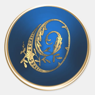 Gold and Blue Monogram O Envelope Seal