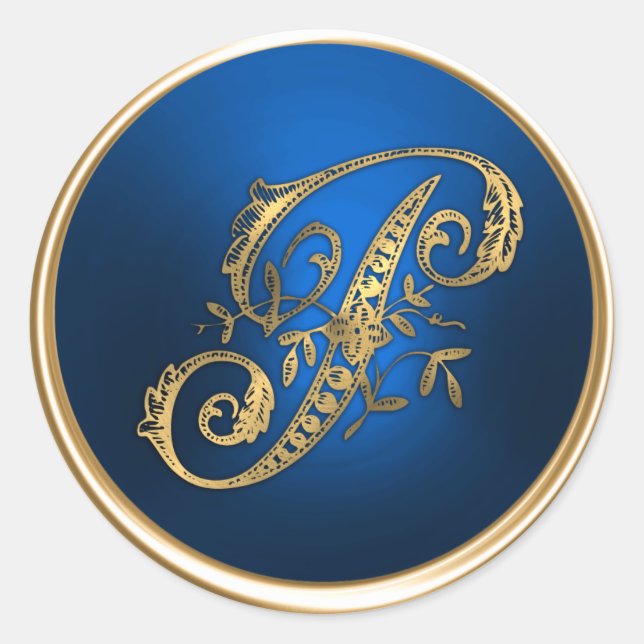 Gold and Blue Monogram P Envelope Seal (Front)