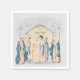 Gold and blue nativity  napkins