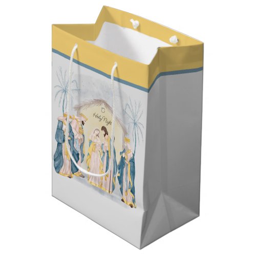 Gold and blue nativity O Holy night Gift Bag