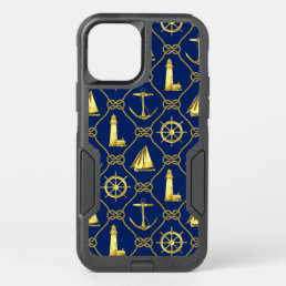 Gold and Blue Nautical Rope Pattern OtterBox Commuter iPhone 12 Case