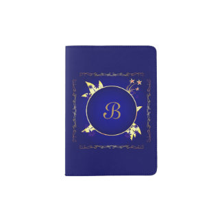 Gold and Blue Passport Holder