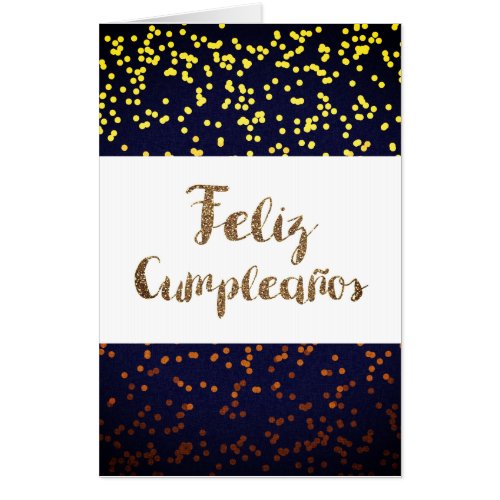 Gold and Blue Spanish Birthday Card