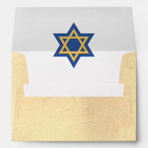 Gold and Blue Star of David Envelope