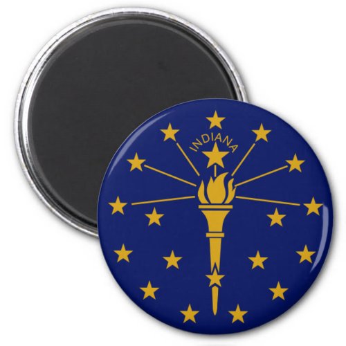 Gold and Blue Stars and Torch on Flag of Indiana Magnet