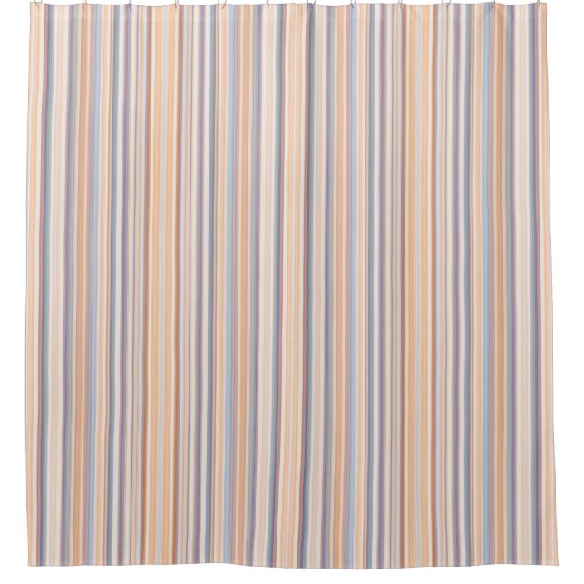Gold and Blue Striped Pattern Shower Curtain (Front)
