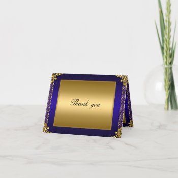 Gold And Blue Thank You Card Add Your Own Text by invitesnow at Zazzle