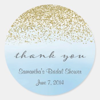 Gold And Blue Thank You Stickers by melanileestyle at Zazzle