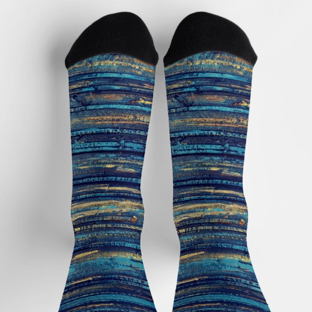 Gold and Blue Tones Socks (Top)