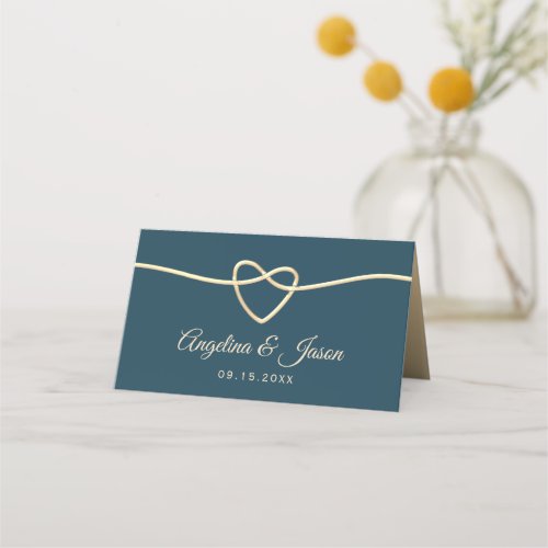 Gold and Blue Wedding Place Card