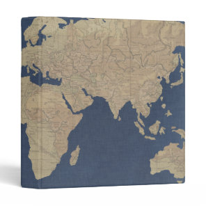 Gold and Blue World Map 3 Ring Binder