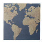 Gold and Blue World Map Ceramic Tile<br><div class="desc">Gold and Blue World Map. Artist: Studio W. Image ID: 147384GG.</div>