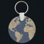 Gold and Blue World Map Keychain<br><div class="desc">Gold and Blue World Map. Artist: Studio W. Image ID: 147384GG.</div>