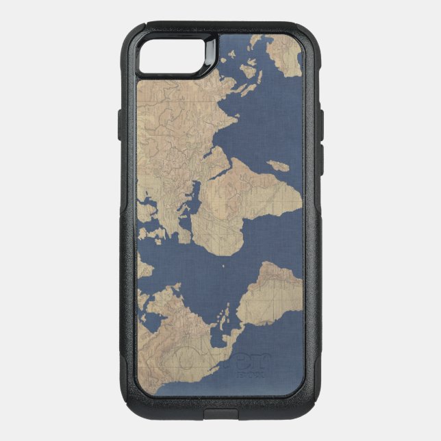 Gold and Blue World Map Otterbox iPhone Case (Back)