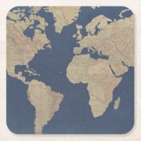 Gold and Blue World Map