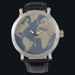 Gold and Blue World Map Watch<br><div class="desc">Gold and Blue World Map. Artist: Studio W. Image ID: 147384GG.</div>