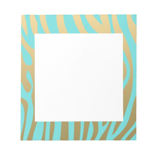 Gold and Blue Zebra Stripes Pattern Notepad (Front)