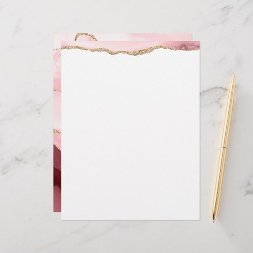 gold and blush agate  letterhead