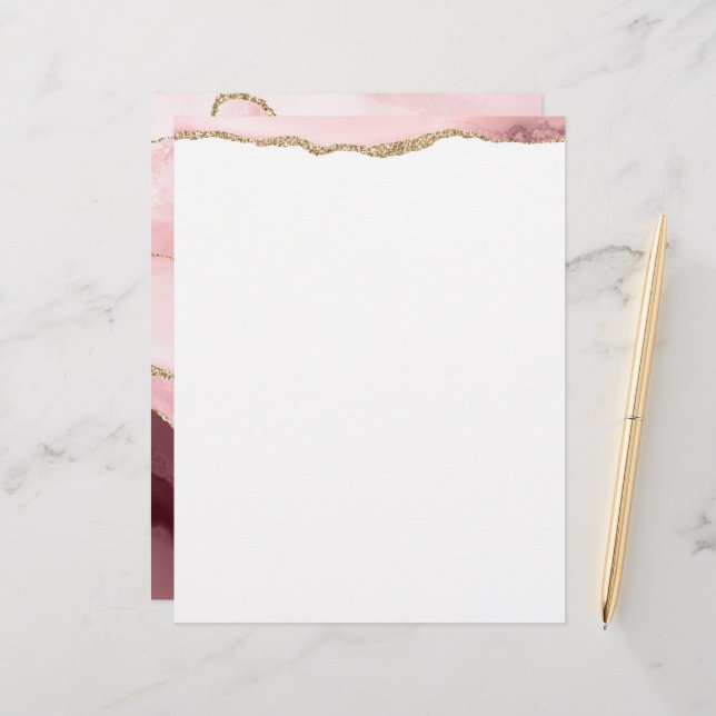 gold and blush agate  letterhead (Front/Back In Situ)