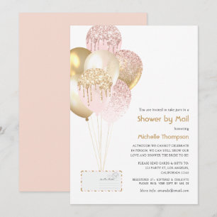Gold and Blush Baby or Bridal Shower by Mail Invitation