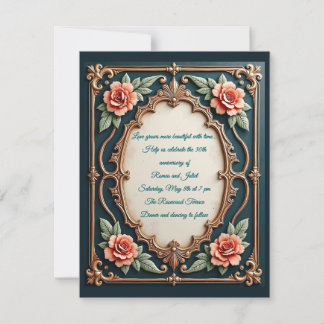 Gold and Blush Floral Printed Invitations