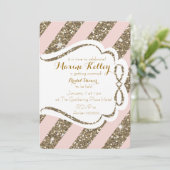 Gold and Blush Glitter-Look Invitation (Standing Front)